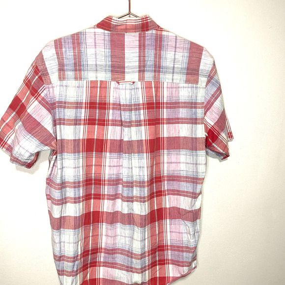 Pendleton Oceanside Short Sleeve Button Down Red Pink Plaid Shirt Size Large - Picture 3 of 9